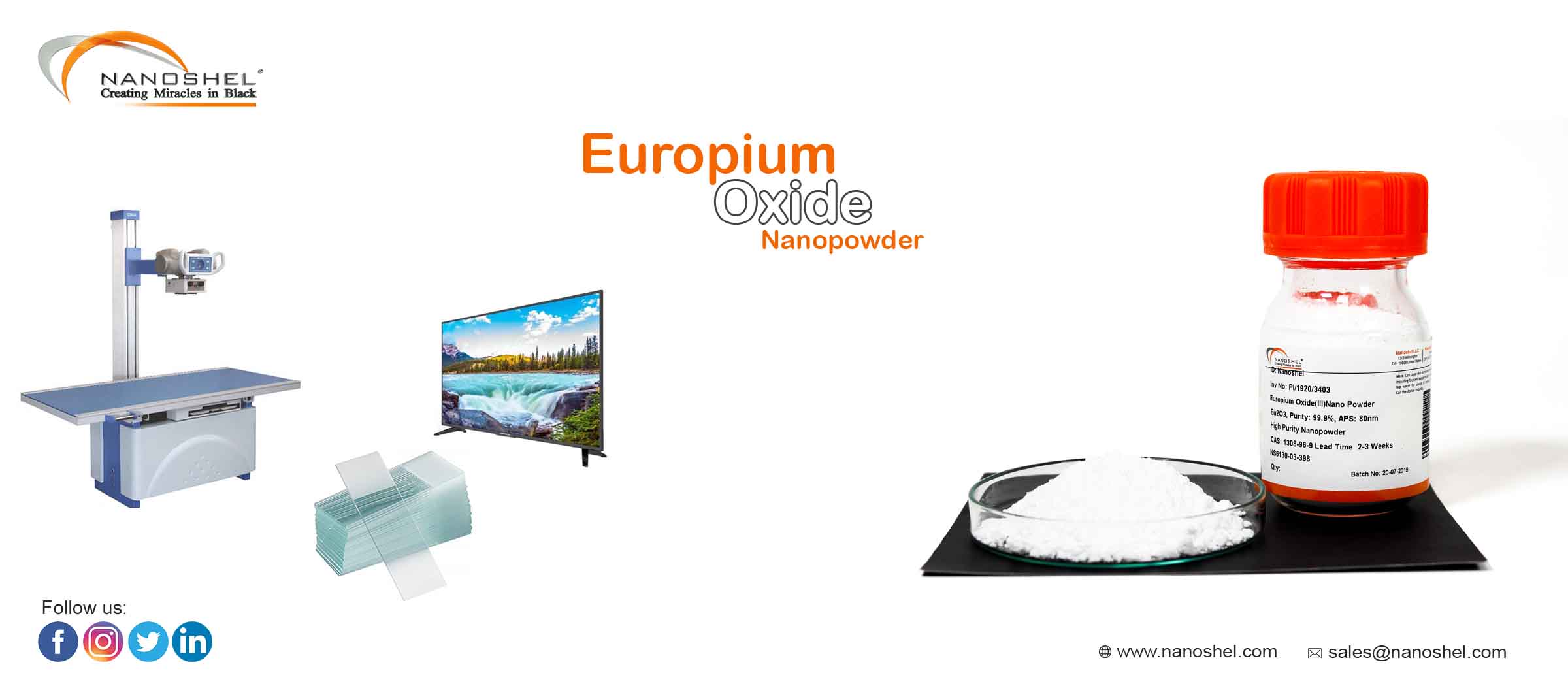 Europium Oxide Nanoparticles (Eu2O3, Purity 99.9, APS 80nm)